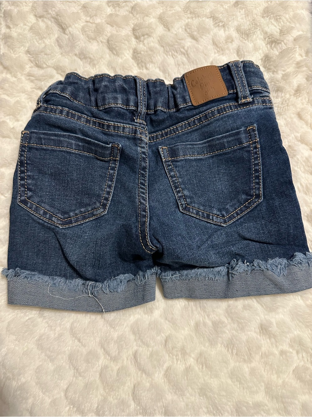 Celebrity Pink Dark Blue Denim Distressed Kids Shorts - Picture 2 of 2